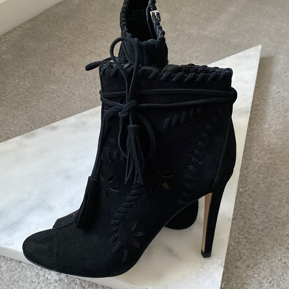 Suede Open Toe Booties
